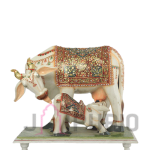 Marble Kamdhenu Cow: Sacred Divine Statue | Luxury Temple Art | Authentic Indian Craftsmanship | Holy Mother Sculpture