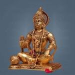 9" Pure Brass Blessing Hanuman Idol | Sacred Temple Murti | Divine Grace Statue