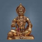 9" Pure Brass Blessing Hanuman Idol | Sacred Temple Murti | Divine Grace Statue