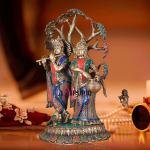 Radha Krishna Under Kadamba Tree | 21" Superfine Brass Sculpture | Intricate Stonework | 18 kg Divine Charm | Elegant Spiritual Decor | Jaipurio Masterpiece