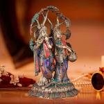 Radha Krishna Under Kadamba Tree | 21" Superfine Brass Sculpture | Intricate Stonework | 18 kg Divine Charm | Elegant Spiritual Decor | Jaipurio Masterpiece