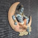 Lord Shiva with Moon Wall Sculpture | Majestic 152.4 × 121.92 × 30.48 cm Fiberglass Art | Premium 20000 gm Divine Masterpiece | Sacred Decor