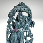 Hand-Carved Green Stone Radha Krishna Statue | 66.04 CM Spiritual Sculpture | Traditional Indian Artistry