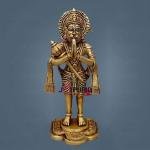 9" Brass Standing Hanuman Idol | Pure Devotion Murti | Temple Art Statue