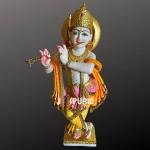 Hand-Carved Marble Krishna Statue | 91.44 CM Spiritual Sculpture | Traditional Indian Artistry