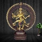 Brass Nataraja Statue | 25" x 21" x 5" | 15 kg | Dual Tone Finish | Dancing Shiva Cosmic Dance | Sacred Hindu Art | Jaipurio