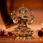 6" Pure Brass Ganesha Idol | Sacred Temple Murti | Divine Grace Statue