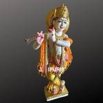 Hand-Carved Marble Krishna Statue | 91.44 CM Spiritual Sculpture | Traditional Indian Artistry