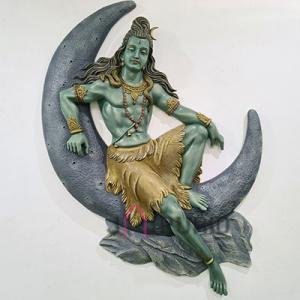 Lord Shiva with Moon Wall Sculpture | Majestic 152.4 × 121.92 × 30.48 cm Fiberglass Art | Premium 20000 gm Divine Masterpiece | Sacred Decor