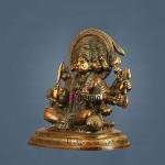 Pure Brass Panchmukhi Hanuman Statue 9.5" | Crossed Legs | Antique Bronze | 4.9 kg Exquisite Divine Strength | 9" Width, 5.5" Depth | Power & Devotion