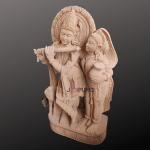 3 Feet Radha Krishna Hand Carved Brown Sandstone Statue | Jaipurio