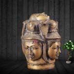 Vintage Brass Four-Faced Mukhalingam | 9" x 6.6" x 6.6" | 5 kg | Shiva with Parvati Face | Sacred Five-Faced Form | Divine Unity | Jaipurio