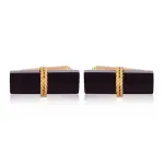 Black Onyx Bar Cufflink | Natural Stone | Gold Accent | Jaipurio