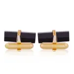 Black Onyx Bar Cufflink | Natural Stone | Gold Accent | Jaipurio