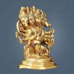 Powerful Brass Superfine Panchmukhi Hanuman Sculpture 11" | Intricate Carvings | 7.5 kg Strength Invoking | 10.5" Width, 6" Depth | Spiritual Sanctuary Enhancer