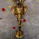 13.5" Pure Brass Wall Decor Ganesh Idol with Bell | Sacred Wall Art | Divine Door Bell