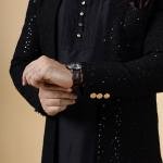 Stunning Black Chikankari Open Sherwani for Men - Father Son Combo | Jaipurio