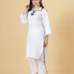 Classy Linen White Co-Ord Set with Embroidery Details | Premium Pure Linen | Modern Contemporary Fashion | Size XS-XXL | Elegant Comfort | Jaipurio