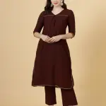 Classy Wine Kurti-Palazzo Set | Premium Cotton Blend | Contemporary Ethnic Fashion | Modern Two-Piece Set | Perfect Party Wear | Size XS-XXL | Jaipurio