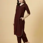 Classy Wine Kurti-Palazzo Set | Premium Cotton Blend | Contemporary Ethnic Fashion | Modern Two-Piece Set | Perfect Party Wear | Size XS-XXL | Jaipurio