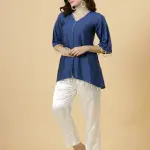 Classy Yale Blue Silk Co-Ord Set | Premium Pure Silk | Luxury Contemporary Fashion | Modern Two-Piece Set | Designer Collection | Size XS-XXL | Jaipurio