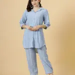 Alluring Chambray Blue Co-Ord Set | Premium Cotton Blend | Contemporary Fashion | Modern Two-Piece Set | Casual Elegance | Size XS-XXL | Jaipurio