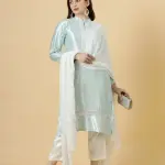 Alluring Sky Blue Silk Kurti-Palazzo Set | Premium Pure Silk | Luxury Ethnic Fashion | Contemporary Two-Piece Set | Size XS-XXL | Jaipurio