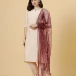 Stylish Peach A-Line Kurti-Palazzo Set with Wine Sequin Dupatta | Premium Cotton Blend | Designer Collection | Party Wear | Size XS-XXL | Jaipurio