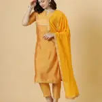 Stunning Amber Silk Straight Kurti with Brocade Silk Pants | Premium Pure Silk | Luxury Designer Collection | Party Wear | Size XS-XXL | Jaipurio