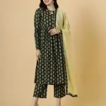 Elegant Pine Green Block Printed Sanganeri Kurti-Palazzo Set | Traditional Hand Block Print | Premium Cotton | Ethnic Indian Wear | Size XS-XXL | Jaipurio