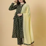 Elegant Pine Green Block Printed Sanganeri Kurti-Palazzo Set | Traditional Hand Block Print | Premium Cotton | Ethnic Indian Wear | Size XS-XXL | Jaipurio