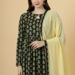 Elegant Pine Green Block Printed Sanganeri Kurti-Palazzo Set | Traditional Hand Block Print | Premium Cotton | Ethnic Indian Wear | Size XS-XXL | Jaipurio