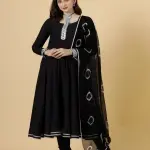 Classic Black Anarkali Suit with Tie and Dye Dupatta for Women