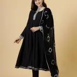 Classic Black Anarkali Suit with Tie and Dye Dupatta for Women