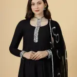 Classic Black Anarkali Suit with Tie and Dye Dupatta for Women