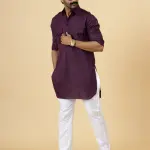 Purple Hunting Style Kurta-Pajama Set | Premium Cotton Traditional Ethnic Wear | Classic Men's Formal & Festive Ensemble | Timeless Design