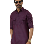 Purple Hunting Style Kurta-Pajama Set | Premium Cotton Traditional Ethnic Wear | Classic Men's Formal & Festive Ensemble | Timeless Design