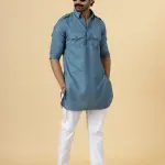 Slate Grey Hunting Style Kurta-Pajama Set - Sophisticated Traditional Menswear