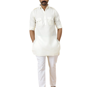 Off-White Hunting Style Kurta Pajama - Elegant Traditional Menswear | Jaipurio