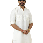 Off-White Hunting Style Kurta-Pajama Set - Elegant Traditional Menswear