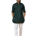 Dark Green Hunting Style Kurta-Pajama Set | Premium Cotton Traditional Ethnic Wear | Classic Men's Formal & Festive Ensemble | Timeless Design