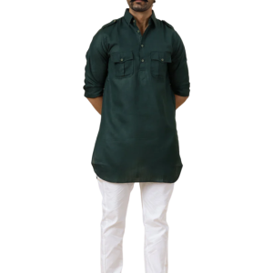 Dark Green Hunting Style Kurta Pajama Men - Premium Traditional Ethnic Wear | Jaipurio