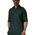 Dark Green Hunting Style Kurta-Pajama Set | Premium Cotton Traditional Ethnic Wear | Classic Men's Formal & Festive Ensemble | Timeless Design