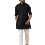 Black Hunting Style Kurta-Pajama Set | Premium Cotton Traditional Ethnic Wear | Classic Men's Formal & Festive Ensemble | Timeless Design