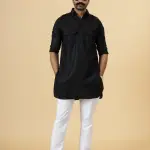 Black Hunting Style Kurta-Pajama Set | Premium Cotton Traditional Ethnic Wear | Classic Men's Formal & Festive Ensemble | Timeless Design