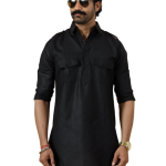 Black Hunting Style Kurta-Pajama Set | Premium Cotton Traditional Ethnic Wear | Classic Men's Formal & Festive Ensemble | Timeless Design