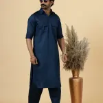 Classy Teal Pathani Kurta-Salwar Set - Elegant Traditional Menswear