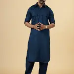 Classy Teal Pathani Kurta-Salwar Set - Elegant Traditional Menswear