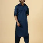 Classy Teal Pathani Kurta-Salwar Set - Elegant Traditional Menswear