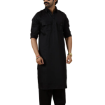 Classy Black Pathani Kurta-Salwar Set | Premium Cotton Traditional Ethnic Wear | Luxury Men's Formal & Festive Ensemble | Timeless Design